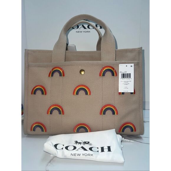 🔥🎁NWT! Coach Rainbow Canvas Cargo Tote Handbag CBF51 Msrp:$350.00 - Picture 2 of 7